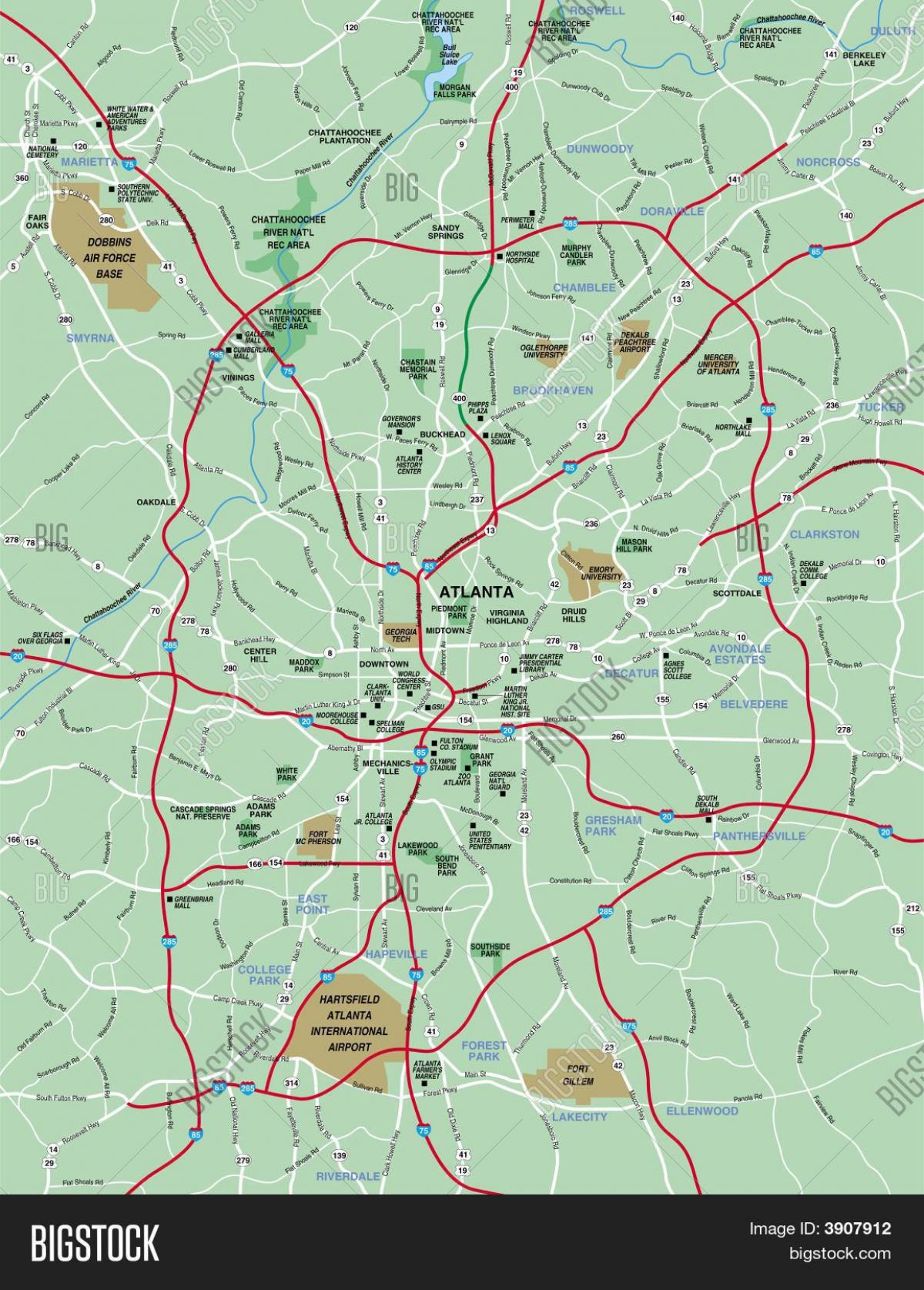 Površina karte Atlanta