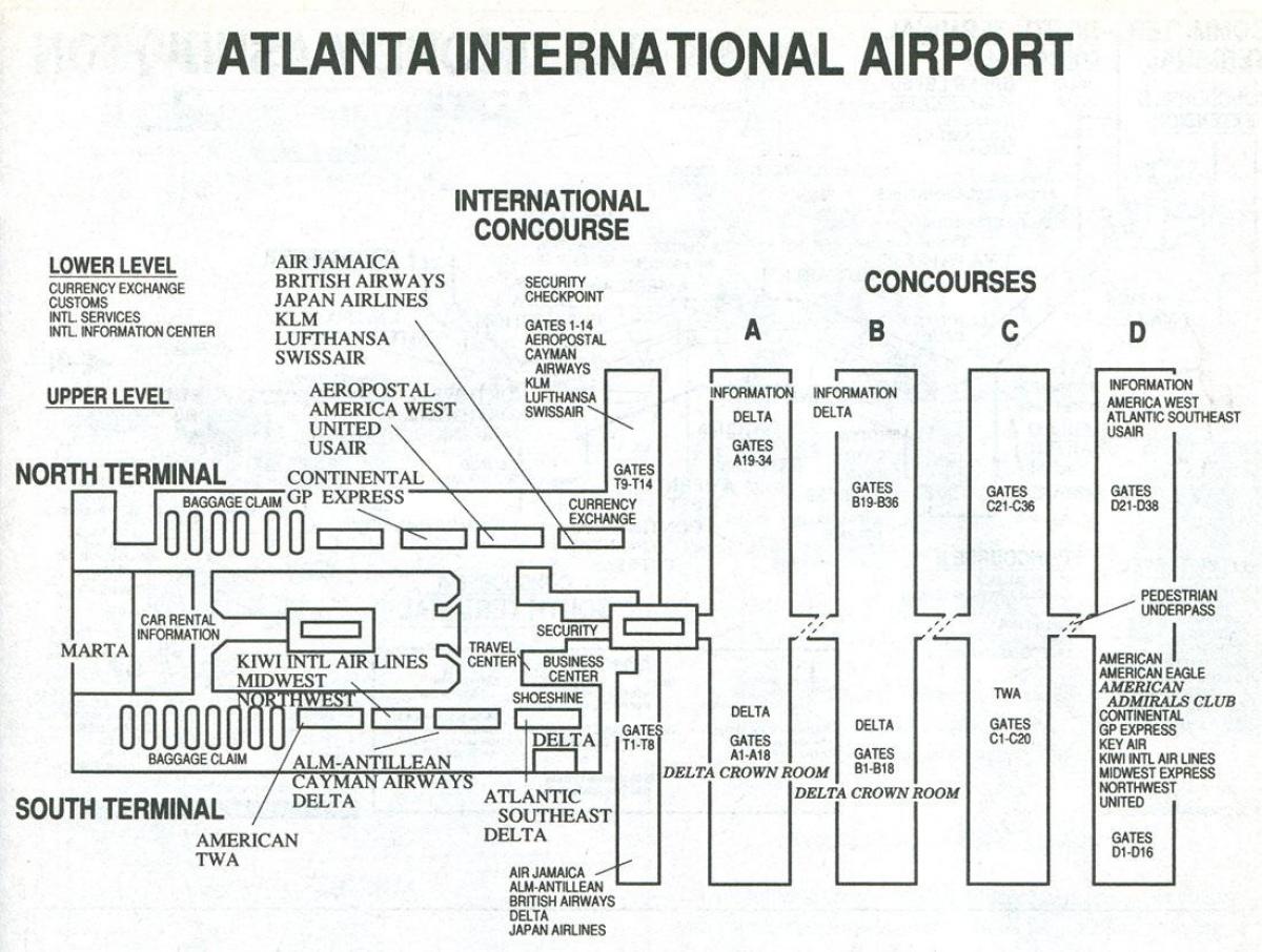 Zračna luka Atlanta, međunarodni terminal karti